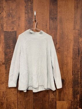 Eileen fisher Light Blue Mock Neck Women's Sweater merino wool 2X